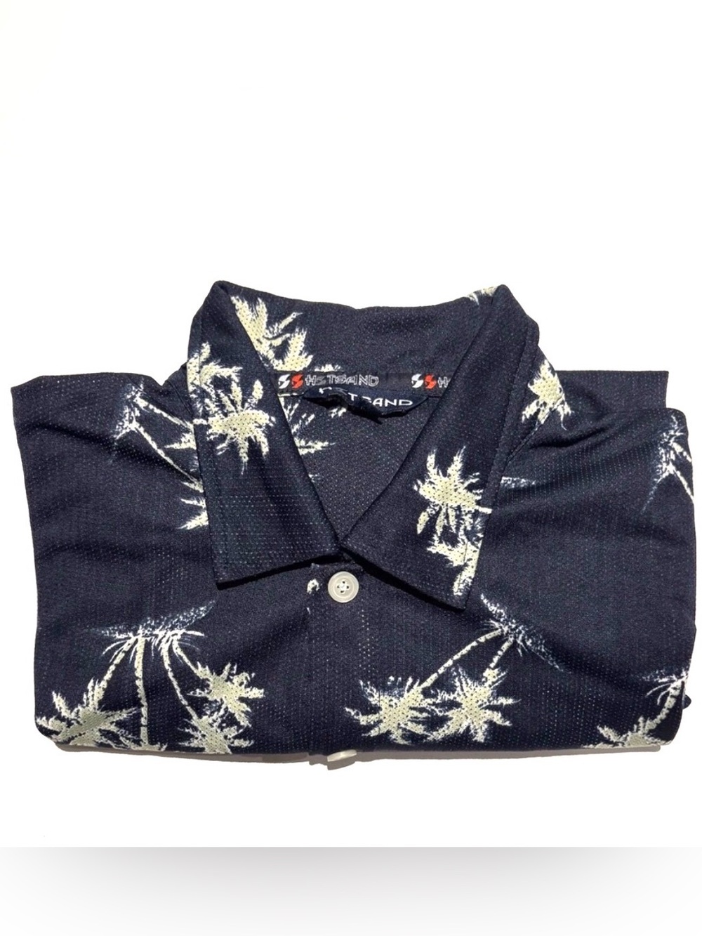 HOT SAND Black Palm Tree Tropical Hawaiian Resort Shirt Camp Collar Size XL